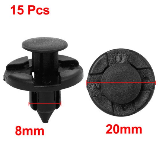 15pcs Plastic Rivet Fastener Mud Flaps Bumper Fender Push Clips 8mm for Nissan