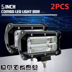 2 Pcs 5 Inch 144W LED Work Light Spotlight Off-road Driving Fog Lamp for Truck Boat As shown