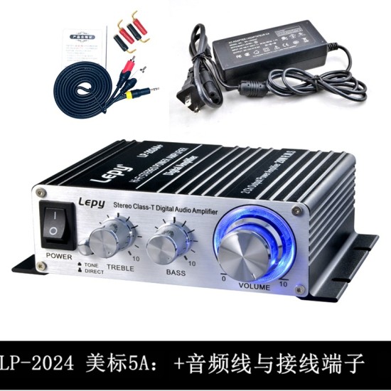 2024A Digital Audio Amplifier Power AMP Hi-Fi Home Stereo Class-T Car DIY Player 2CH RMS 20W BASS For MP3 MP4 iPod Digital Amplifier white_2024A+3A European standard power supply