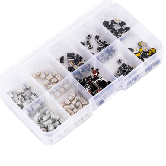 250Pcs Tactile Push Button Switch Car Remote Key Button Microswitch Tool Kit 250 pieces / set