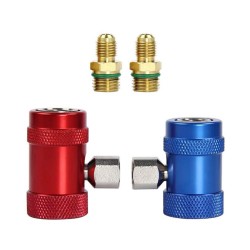 2PCS Auto AC R1234yf Quick Couplers Adapters Conversion Kit With Manual Red blue