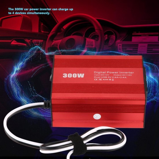 300W Car Power Inverter Converter DC12V to AC110V Adapter Dual USB Charging Port  European regulations