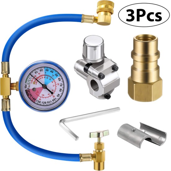 3Pcs/Set R134a Inflation Hose with Gauge BPV31 Valve R12 to R134a Conversion Kit