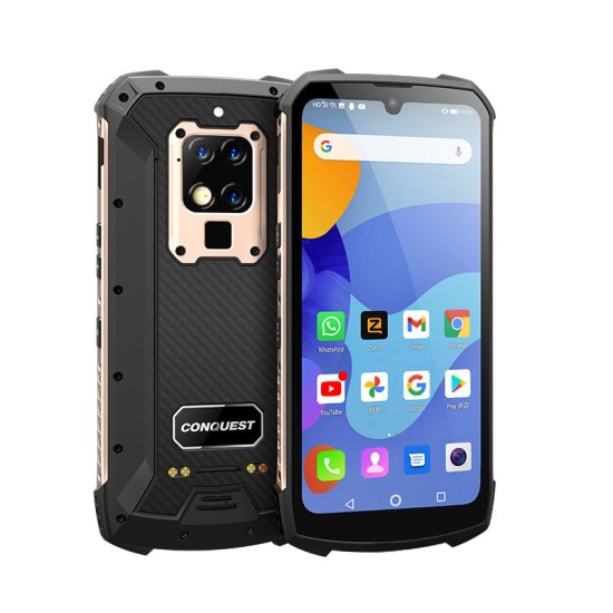 Conquest S16 Rugged Smartphone Ip68 Shockproof Waterproof Android Wifi Mobile Phones 8+128GB gold