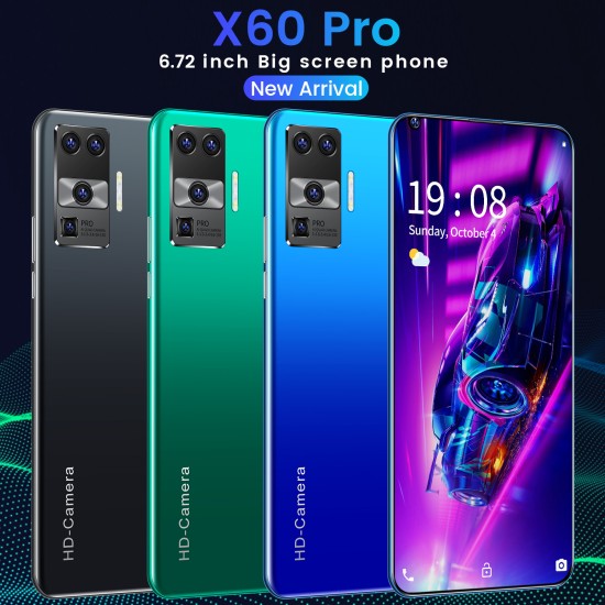 High-end 6.72-inch High-definition Large-screen X60 Pro Smartphone 2+16GB Black EU Plug