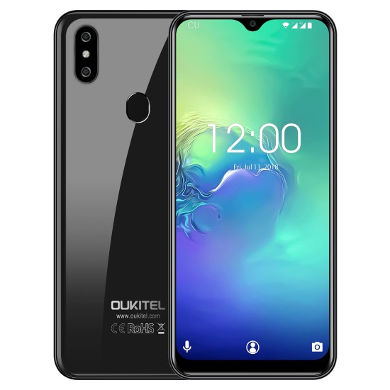 OUKITEL C15 Pro 2GB 16GB Android 9.0 Fingerprint Face ID 4G LTE Smartphone 2.4G/5G WiFi Water Drop Screen  MT6761 Black