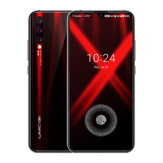 UMIDIGI X In-screen Fingerprint 6.35" AMOLED 48MP Triple Rear Camera 128GB NFC Helio P60 4150mAh Cellphone Reddish black