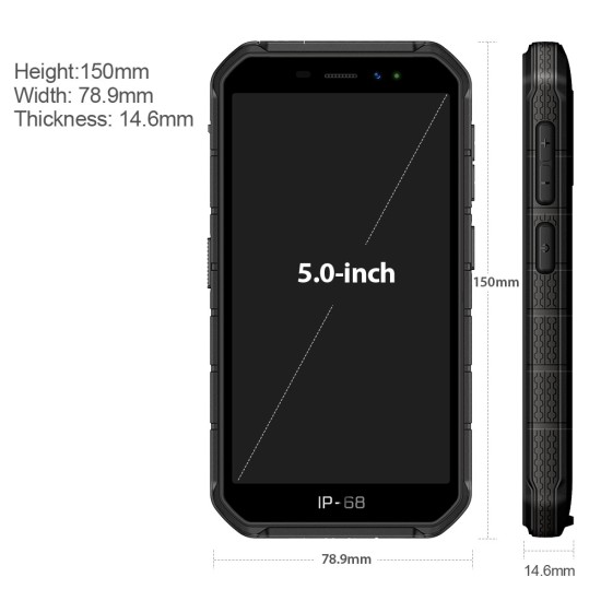 Ulefone Armor X7 5.0-inch Android10 Rugged Waterproof Smartphone Cell Phone 2GB 16GB ip68 Quad-core NFC 4G LTE Mobile Phone black_Non-European version