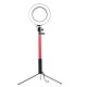 3 in 1 LED Ring Light Photo Photography Dimmable Video for Smartphone with Tripod Selfie Stick & Phone Holder Red 26CM