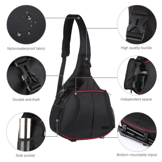 Camera Bag Protection Backpack Waterproof Shockproof for SLR DSLR Mirrorless Camera Lens Battery black