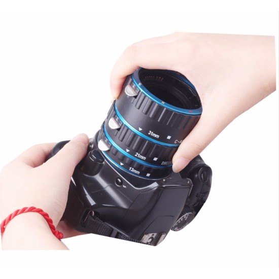 Metal Mount Lens Adapter Auto Focus AF Macro Extension Tube Ring for Canon EOS EF-S Lens 750D 80D 7D T6s 60D 7D 550D 5D Mark IV  blue