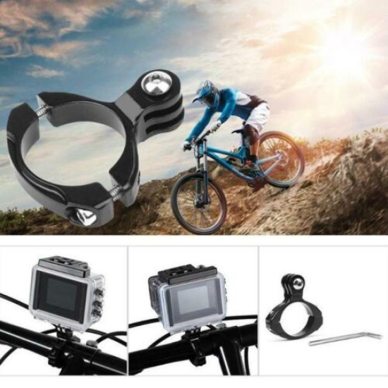 Metal O Shaped Bicycle Handlebar Mount Bracket for Gopro Camera black