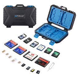 PULUZ Portable Waterproof Drop-proof Card Storage Case for TF CF SD SIM Black blue