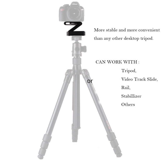 Portable Foldable Z Flex Tilt Camera Tripod Bracket Head for Photography Studio Stand Mount Holder black