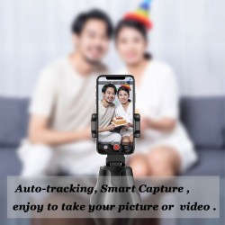 Portable Smart Shooting Selfie Stick 360 Rotation Auto Face Tracking Object Tracking Camera Phone Holder white