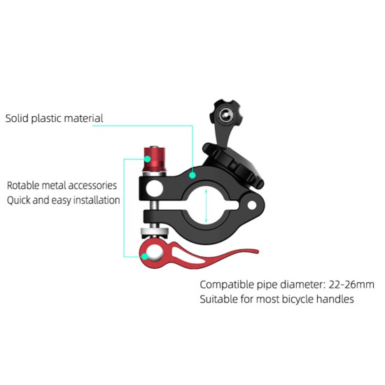 Sports Camera Bicycle Clamp Universal Adjustable Clips for GoPro 8 Osmo Action Osmo Pocket black