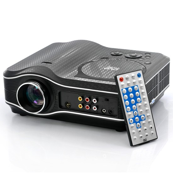 2100 Lumens DVD Projector with DVD Player Video Game Projector Beamer 400:1 Contrast UK Plug