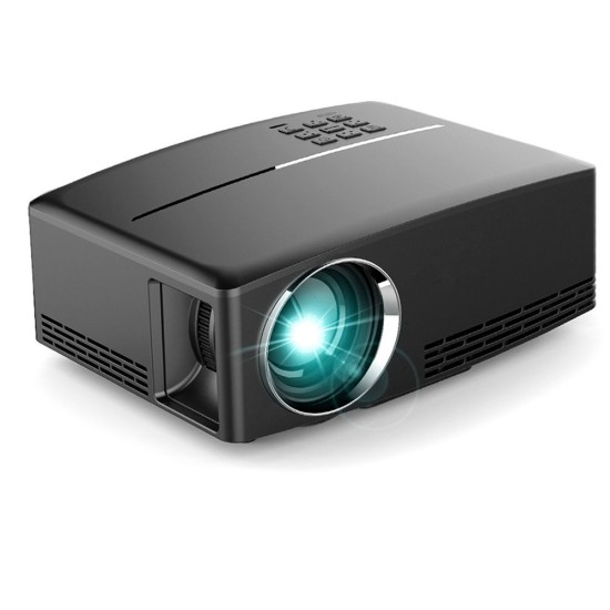 GP80 Mini Projector 1080P HD Beamer Portable Multimedia System Home Theater with 1800 Lumens Brightness HDMI/USB/AV/VGA/Audio Port black_EU Plug