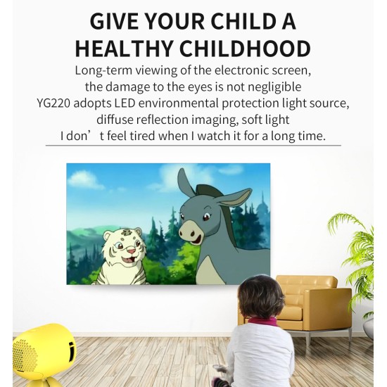 Mini Projector Kids 1080P High Definition LED Home Projector Portable white_US Plug