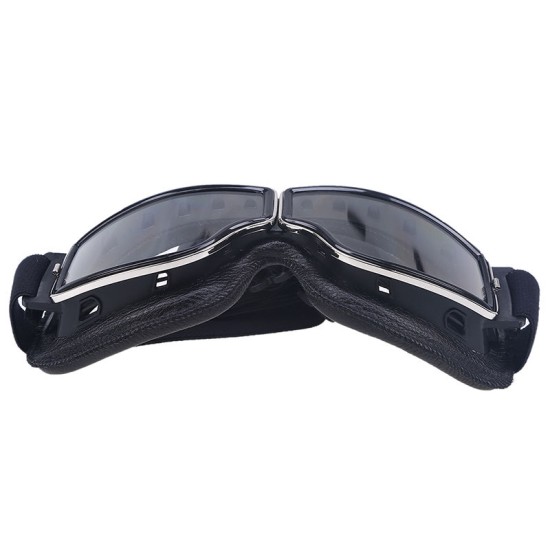 Leather Vintage Scooter Goggles Pilot Ski Sunglasses Helmet Eyewear