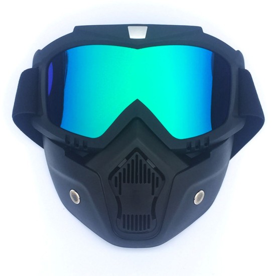 Men/Women Retro Outdoor Cycling Mask Goggles Snow Sports Skiing Full Face Mask Glasses -Vertical black frame + colorful lens