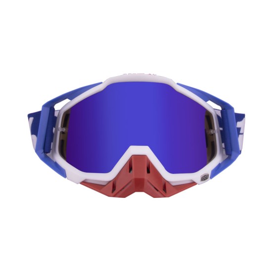 Motorcycle  Goggles Outdoor Off-road Goggles Riding Glasses Windproof Dustproof riding glasses Red and white + red (blue film)