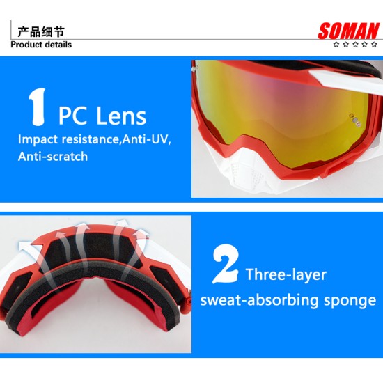 Motorcycle Cross-country Goggles Wide Vision Goggles for Mountaineering Compatible Myopic Glasses