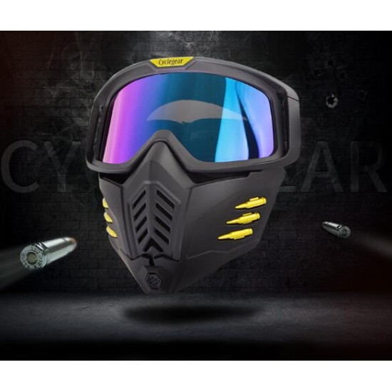 Motorcycle Mask Men Women Ski Snowboard Goggles Winter Off-road Riding Glasses Brilliant black transparent film