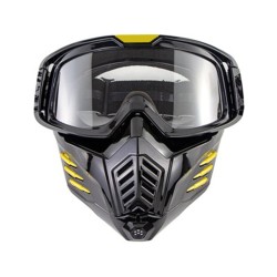 Motorcycle Mask Men Women Ski Snowboard Goggles Winter Off-road Riding Glasses Brilliant black transparent film