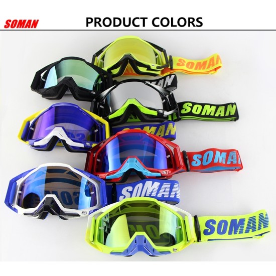 Motorcycle Riding Cross-country Goggles Outdoor Glasses Set with Transparent Lens and Tearable Film