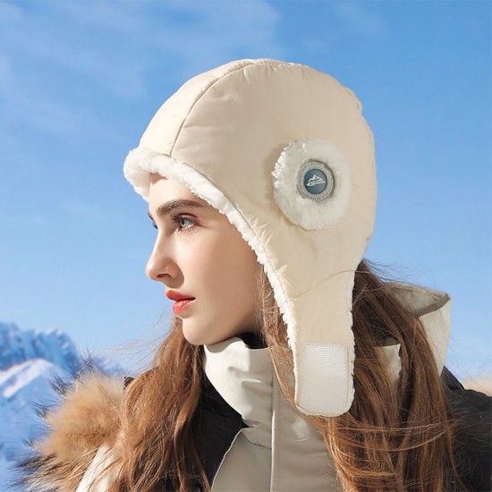 Winter Warm Bomber Hats Outdoor Windproof Waterproof Ear Protective Skiing Riding Soft Earflap Cap Grey