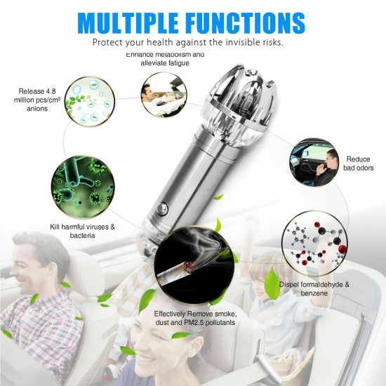 Negative Ion Car Air Purifier Freshening Deodorant Odor Smog Freshener Air Cleaner Golden