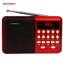 K12 Portable FM Radio Speaker Mini Handheld Rechargeable Mp3 Mp4 Card Player Recorder Red