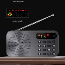 Q6 Multi-function Fm Radio 3600mah Battery Rechargeable Led Digital Display Radio Rose gold