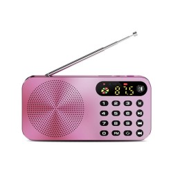 Q6 Multi-function Fm Radio 3600mah Battery Rechargeable Led Digital Display Radio Rose gold