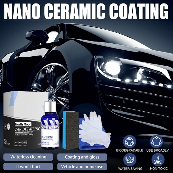 Auto Ceramic Coating Agent Waterproof Dust-proof Crystal Painting Refurbishment Repairing Liquid 50ml set