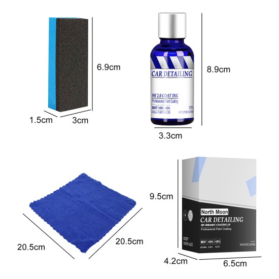 Auto Ceramic Coating Agent Waterproof Dust-proof Crystal Painting Refurbishment Repairing Liquid 50ml set