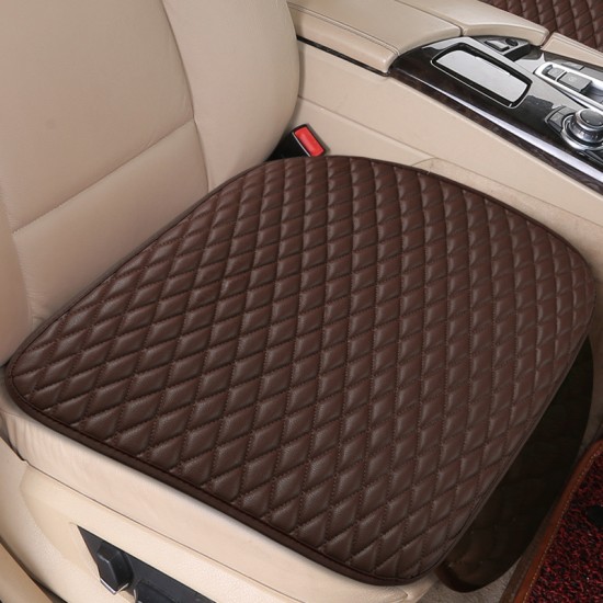 3pcs Universal Car Seat Cover PU Leather Cushions Organizer Auto Front Back Seats Covers Protector Mat  Brown single