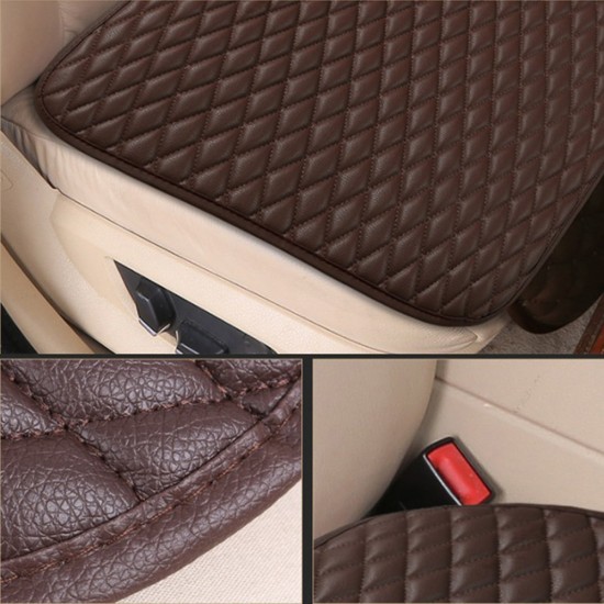 3pcs Universal Car Seat Cover PU Leather Cushions Organizer Auto Front Back Seats Covers Protector Mat  Beige single