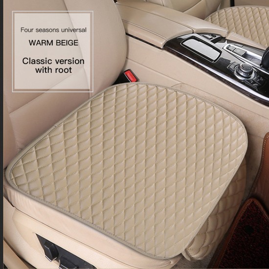 3pcs Universal Car Seat Cover PU Leather Cushions Organizer Auto Front Back Seats Covers Protector Mat  Beige single