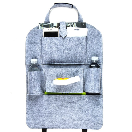 Car Back Seat Felt Multi Pocket Hanging Storage Bag Organiser Car Seat Back Bag Auto Travel Holder Car Accessories Dark gray_1 pc