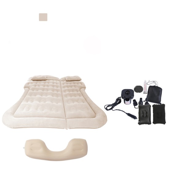 Car Inflatable Mattress Portable Inflatable Bed Air Mattress Car Inflatable Bed Air Mattress Camping Mat Beige + Foot Pier