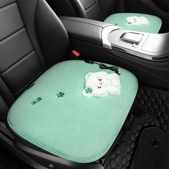 Heated Seat Cushion Pad Comfortable Seat Protector Cartoon Plush Heating Square Cushion USB Powered Black