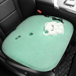 Heated Seat Cushion Pad Comfortable Seat Protector Cartoon Plush Heating Square Cushion USB Powered Green