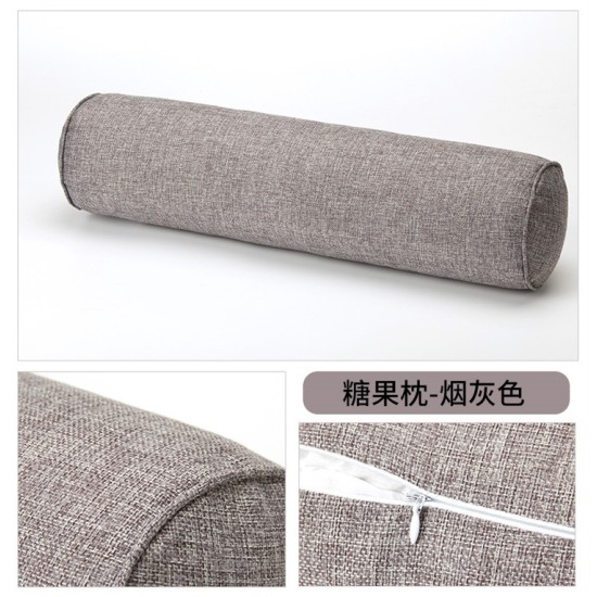 Removable Solid Color Round Cervical Pillow Bed Roll Cushion Head Leg Back Support Light Travel Column Pillow Smoke gray_10x40cm