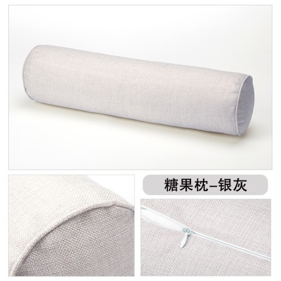 Removable Solid Color Round Cervical Pillow Bed Roll Cushion Head Leg Back Support Light Travel Column Pillow Smoke gray_10x40cm