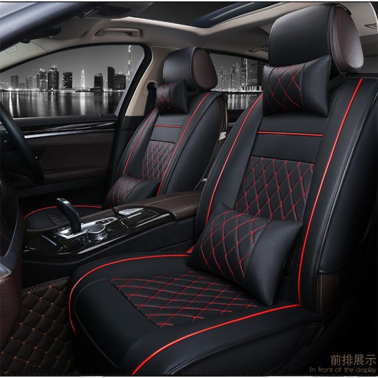 Universal All Car Leather Support Pad Car Seat Covers Cushion Accessories Black and red luxury single