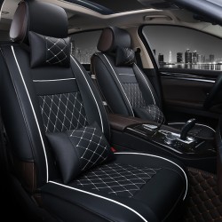 Universal All Car Leather Support Pad Car Seat Covers Cushion Accessories Black and white luxury single