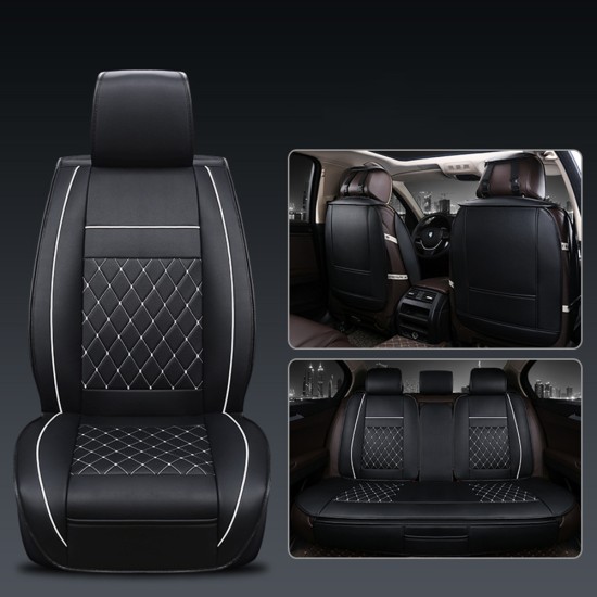 Universal All Car Leather Support Pad Car Seat Covers Cushion Accessories Black and white standard edition single