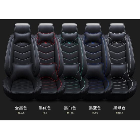 Universal Car Seat Covers 3D PU Leather Set Cushion Full Protector All Black Deluxe Edition